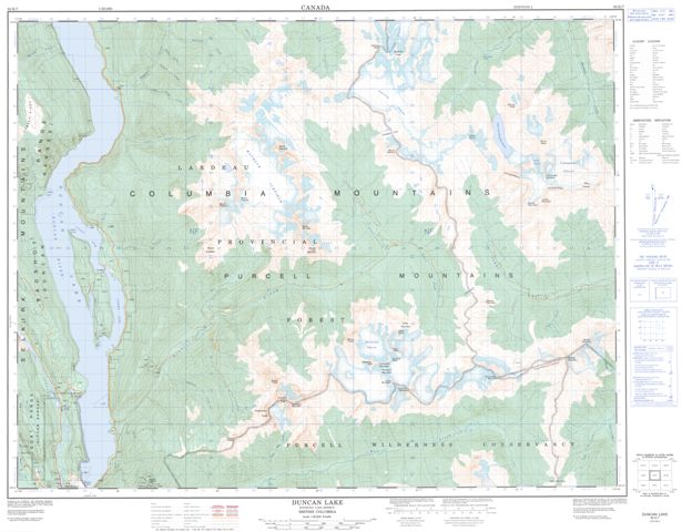 Duncan Lake Topographic Paper Map 082K07 at 1:50,000 scale