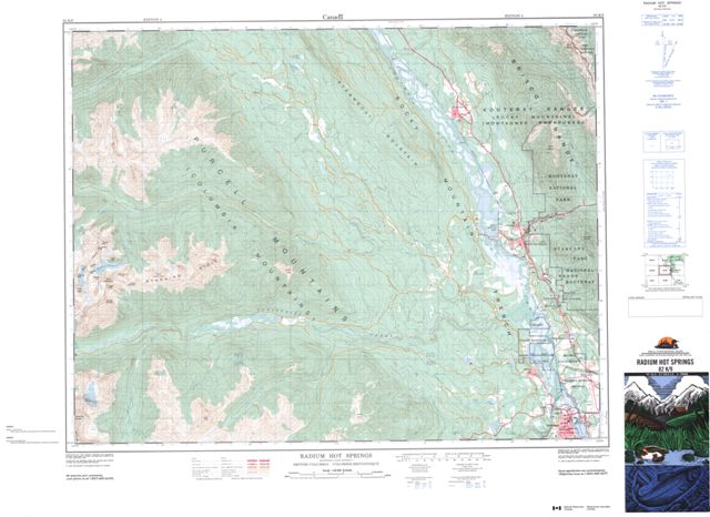 Radium Hot Springs Topographic Paper Map 082K09 at 1:50,000 scale