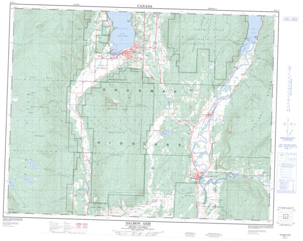 Salmon Arm Topographic Paper Map 082L11 at 1:50,000 scale