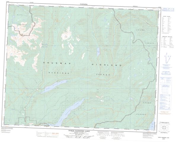 North Barriere Lake Topographic Paper Map 082M05 at 1:50,000 scale