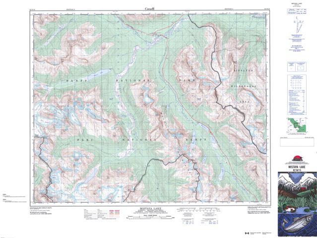 Mistaya Lake Topographic Paper Map 082N15 at 1:50,000 scale