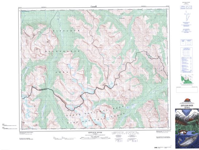 Siffleur River Topographic Paper Map 082N16 at 1:50,000 scale