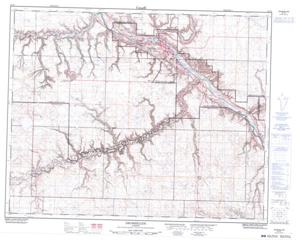 Drumheller Topographic Paper Map 082P07 at 1:50,000 scale
