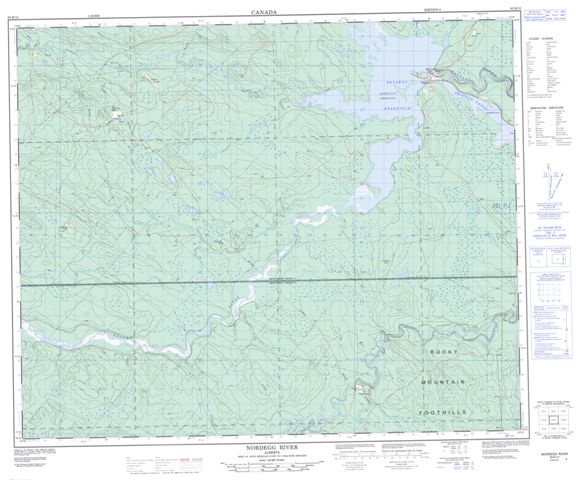 Nordegg River Topographic Paper Map 083B13 at 1:50,000 scale