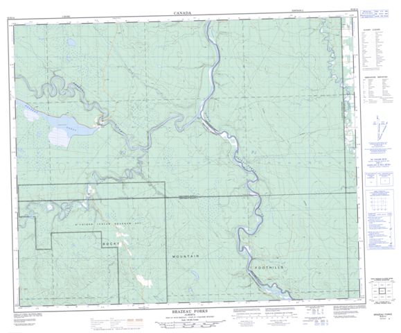 Brazeau Forks Topographic Paper Map 083B14 at 1:50,000 scale