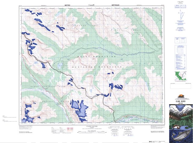Cline River Topographic Paper Map 083C02 at 1:50,000 scale