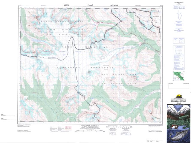 Columbia Icefield Topographic Paper Map 083C03 at 1:50,000 scale