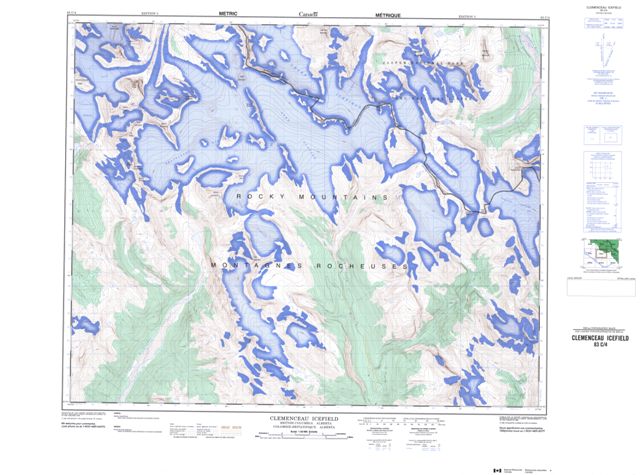 Clemenceau Icefield Topographic Paper Map 083C04 at 1:50,000 scale