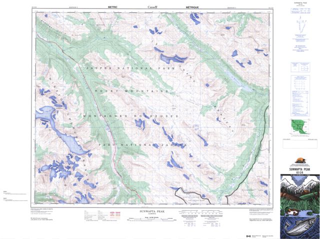 Sunwapta Peak Topographic Paper Map 083C06 at 1:50,000 scale