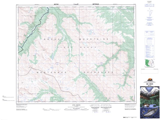 Job Creek Topographic Paper Map 083C07 at 1:50,000 scale