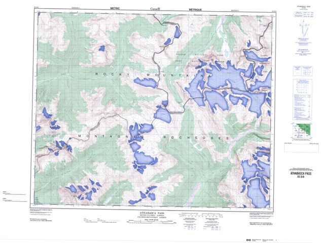 Athabasca Pass Topographic Paper Map 083D08 at 1:50,000 scale