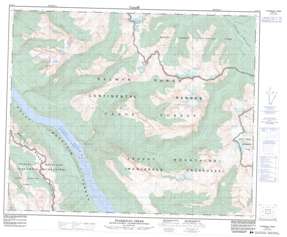 Ptarmigan Creek Topographic Paper Map 083D10 at 1:50,000 scale