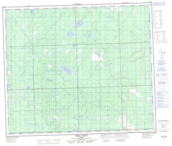 Timeu Creek Topographic Paper Map 083J10 at 1:50,000 scale