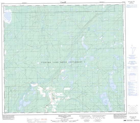 Pentland Lake Topographic Paper Map 083N16 at 1:50,000 scale