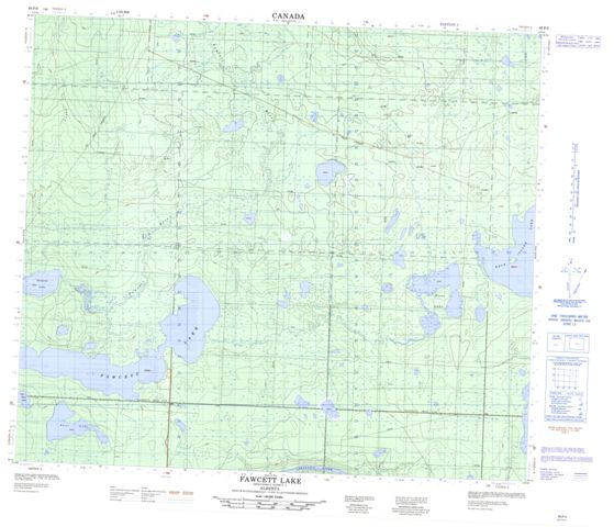 Fawcett Lake Topographic Paper Map 083P05 at 1:50,000 scale