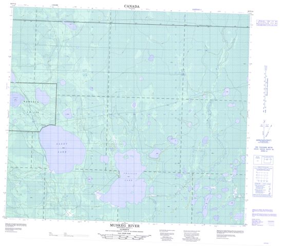 Muskeg River Topographic Paper Map 083P14 at 1:50,000 scale