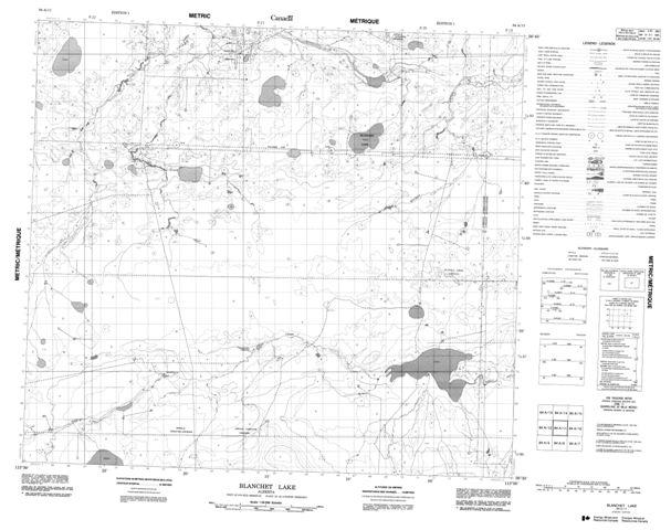 Blanchet Lake Topographic Paper Map 084A11 at 1:50,000 scale