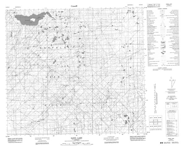 Sawn Lake Topographic Paper Map 084B13 at 1:50,000 scale