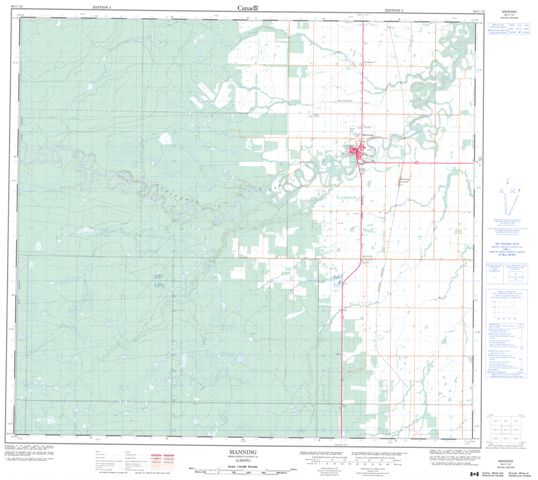 Manning Topographic Paper Map 084C13 at 1:50,000 scale