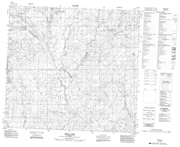 Sock Lake Topographic Paper Map 084E12 at 1:50,000 scale