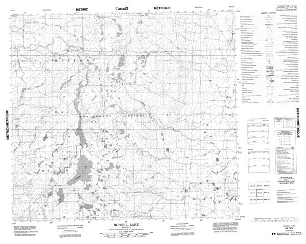 Russell Lake Topographic Paper Map 084G04 at 1:50,000 scale