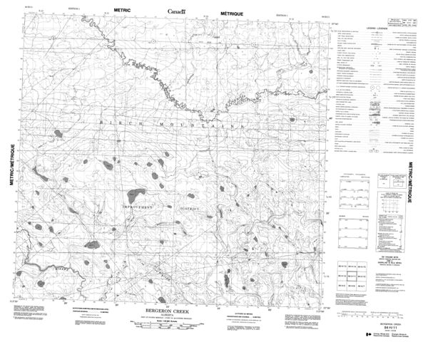 Bergeron Creek Topographic Paper Map 084H11 at 1:50,000 scale