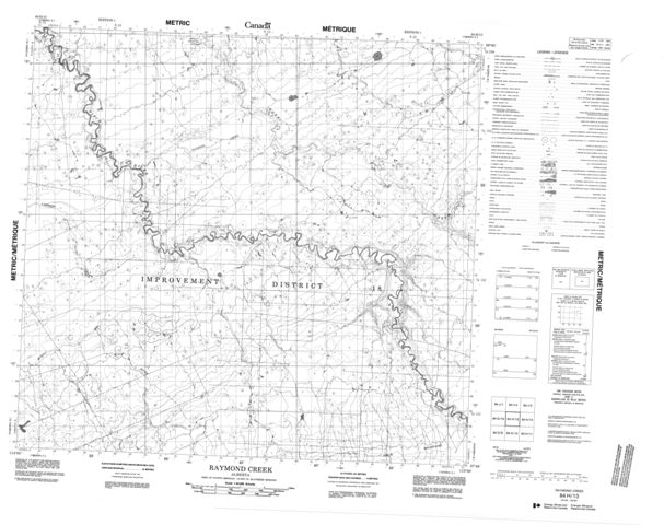 Raymond Creek Topographic Paper Map 084H13 at 1:50,000 scale