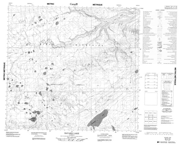 Bayard Lake Topographic Paper Map 084H16 at 1:50,000 scale
