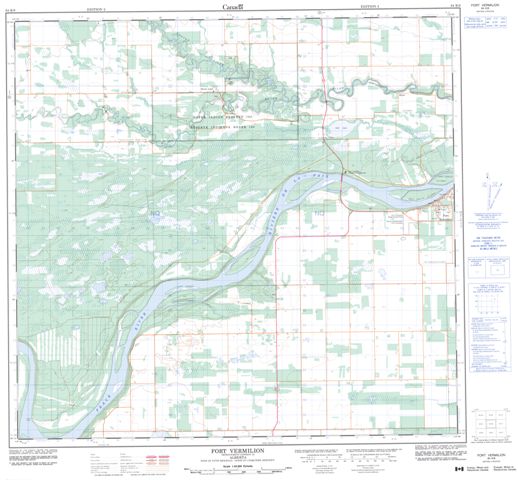 Fort Vermilion Topographic Paper Map 084K08 at 1:50,000 scale
