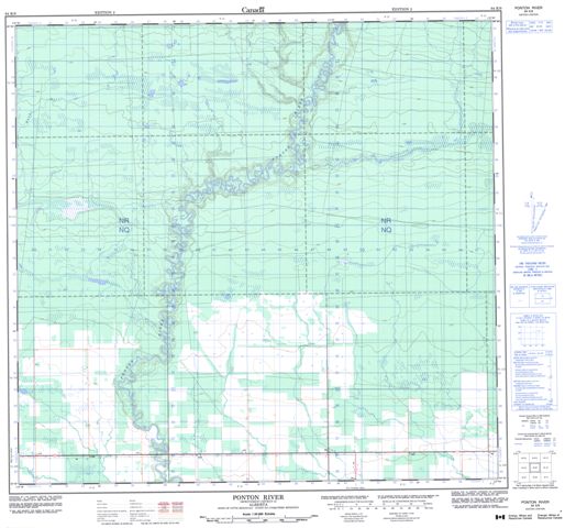 Ponton River Topographic Paper Map 084K09 at 1:50,000 scale