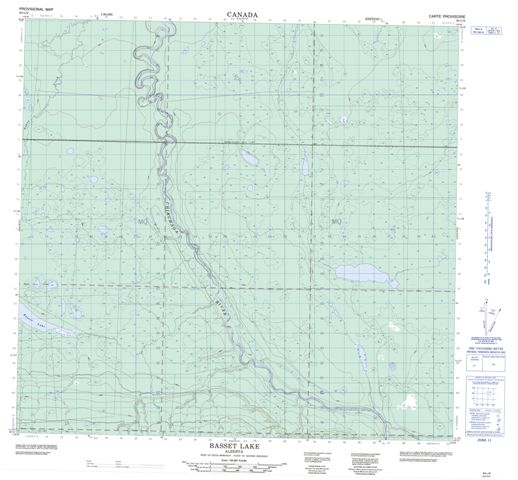 Basset Lake Topographic Paper Map 084L08 at 1:50,000 scale