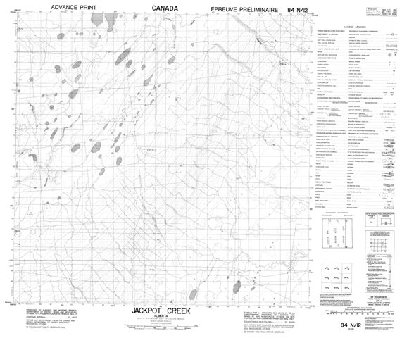 Jackpot Creek Topographic Paper Map 084N12 at 1:50,000 scale
