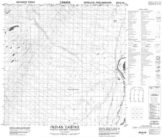 Indian Cabins Topographic Paper Map 084N14 at 1:50,000 scale