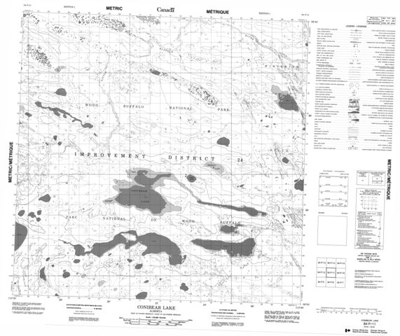 Conibear Lake Topographic Paper Map 084P11 at 1:50,000 scale