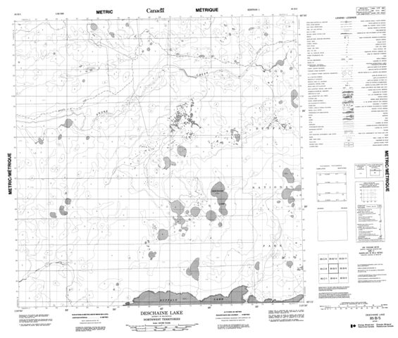 Deschaine Lake Topographic Paper Map 085B05 at 1:50,000 scale