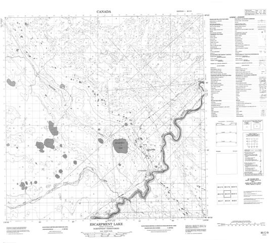 Escarpment Lake Topographic Paper Map 085C09 at 1:50,000 scale