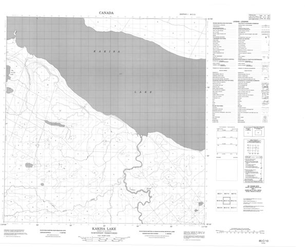 Kakisa Lake Topographic Paper Map 085C13 at 1:50,000 scale