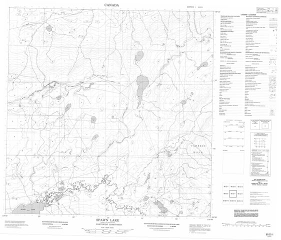 Spawn Lake Topographic Paper Map 085D01 at 1:50,000 scale