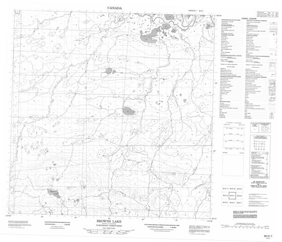 Browns Lake Topographic Paper Map 085D07 at 1:50,000 scale