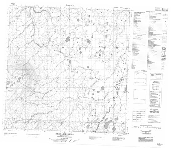 Redknife Hills Topographic Paper Map 085D12 at 1:50,000 scale