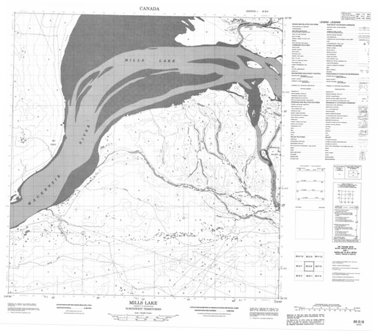 Mills Lake Topographic Paper Map 085E08 at 1:50,000 scale