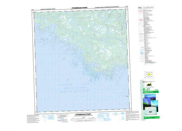 Ptarmigan Point Topographic Paper Map 085J07 at 1:50,000 scale