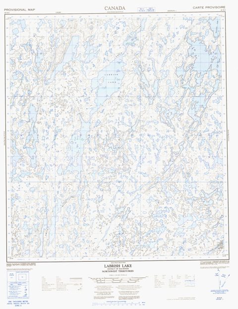 Labrish Lake Topographic Paper Map 085N09 at 1:50,000 scale