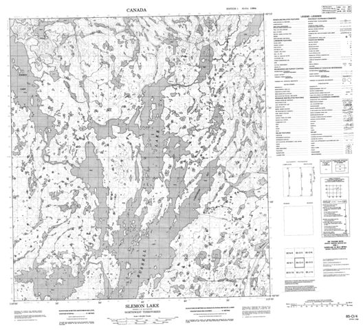 Slemon Lake Topographic Paper Map 085O04 at 1:50,000 scale