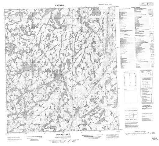 Cowan Lake Topographic Paper Map 085O06 at 1:50,000 scale
