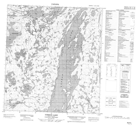 Gordon Lake Topographic Paper Map 085P03 at 1:50,000 scale