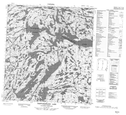 Thistlethwaite Lake Topographic Paper Map 085P04 at 1:50,000 scale
