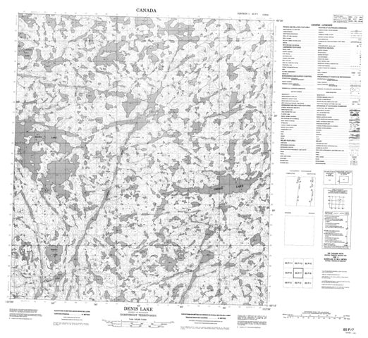 Denis Lake Topographic Paper Map 085P07 at 1:50,000 scale