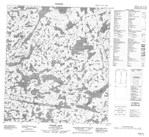 Zipper Lake Topographic Paper Map 085P10 at 1:50,000 scale