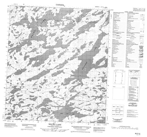 Wecho Lake Topographic Paper Map 085P13 at 1:50,000 scale